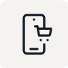 Smartphone with cart icon on white background